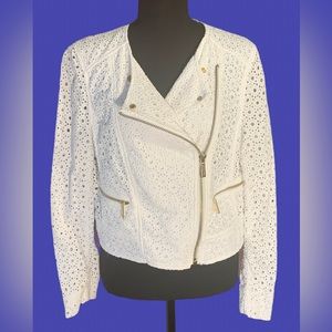 Michael Kors white eyelet jacket size 6